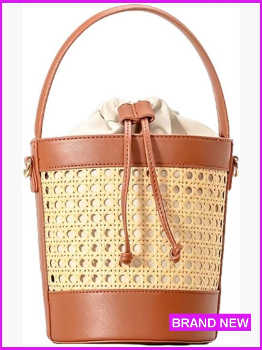 Straw Bucket Bag Drawstring Crossbody Purse Cute Hobo Beach Tote Shoulder Bag